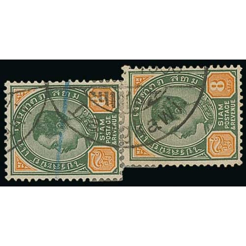 1138 - Langkawi/Kwala Muda. 1900-09 Stamps with bilingual double ring datestamps (type C, English at foot) ... 