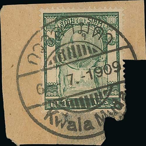 1138 - Langkawi/Kwala Muda. 1900-09 Stamps with bilingual double ring datestamps (type C, English at foot) ... 