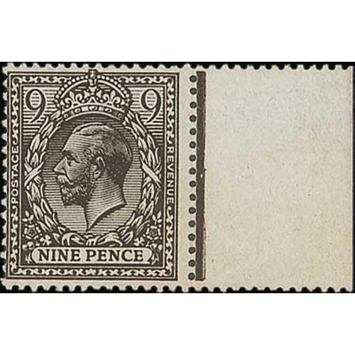 114 - 1912-24 9d Agate, margin at right, without watermark, fine mint, a scarce variety. With R.P.S Certif... 