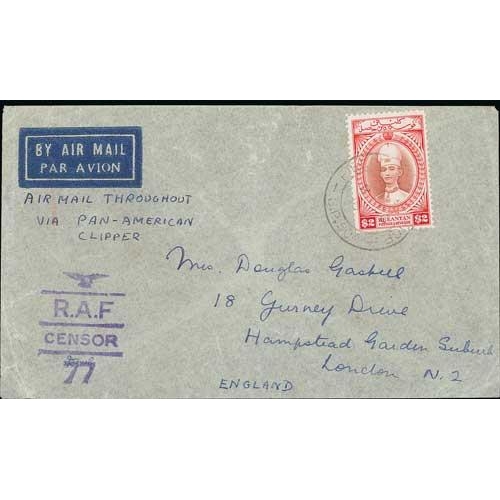 1259 - 1941 (Oct. 2) Cover from Kota Bharu to London endorsed 