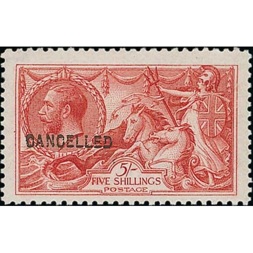 128 - 1918 Bradbury Wilkinson 5/- Rose-red overprinted 