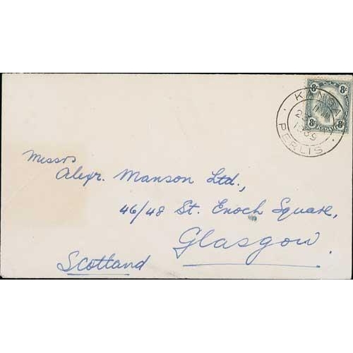 1314 - Kangar. 1939 (Mar. 23) Cover to Scotland franked 8c cancelled by Kangar double ring c.d.s (Proud D6)... 