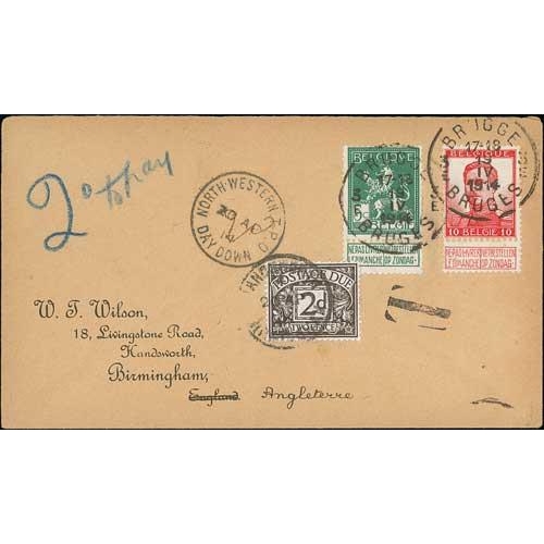 First Day Cover. 1914 Apr. 19 Cover from Belgium to W.T Wilson