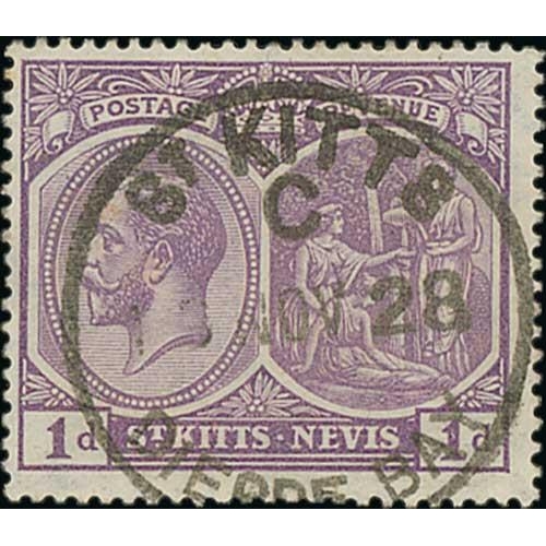 Cancellations. QV KGV Stamps of Leeward Islands 47 or St. Kitts