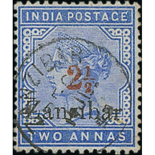 1957 - 2½ on 2a Dull Blue, red type 3 surcharge prepared for official purposes, used with 11 JL 96 Zan... 