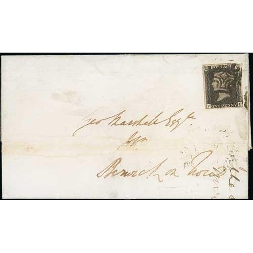 24 - Plate 11. 1841 (Mar. 13) Entire letter from Newcastle to Berwick bearing a 1d black, PL plate 11, ve... 