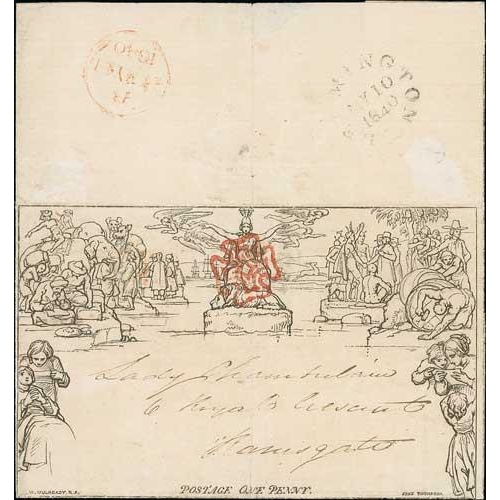 249 - 1840 (May 10) 1d Lettersheet, stereo A54, used from Leamington to Ramsgate on the first Sunday of us... 