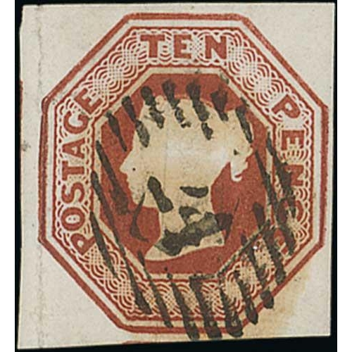 47 - 1848 Embossed 10d, cut square with four good to large margins, vertical crease just touching the lef... 