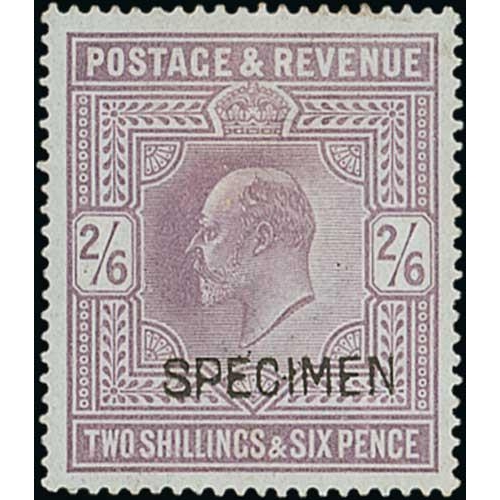 96 - 1902 2/6 Lilac handstamped Specimen type 16, very fine mint. S.G. £400+. Photo on Page 14.