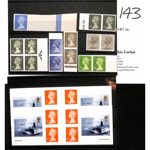 143 - 1976-84 Machins, unmounted imperforate pairs or blocks comprising 9p deep violet vertical pair, 11&#... 