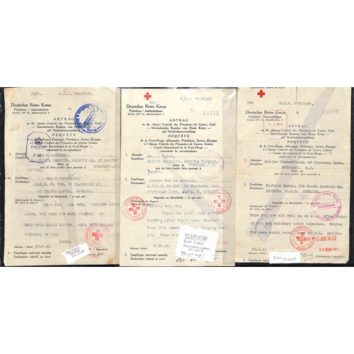 310 - German Red Cross Form Errors. 1942-44 Forms from Guernsey all with errors, with the address details ... 