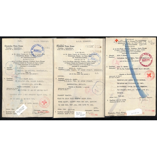 310 - German Red Cross Form Errors. 1942-44 Forms from Guernsey all with errors, with the address details ... 