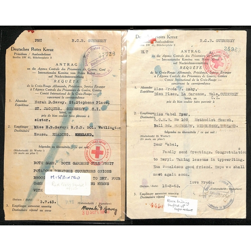 310 - German Red Cross Form Errors. 1942-44 Forms from Guernsey all with errors, with the address details ... 