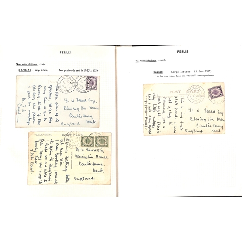 1312 - Kangar. 1933-35 Picture postcards to England franked 2c vertical pair or 4c (2 cards) all cancelled ... 