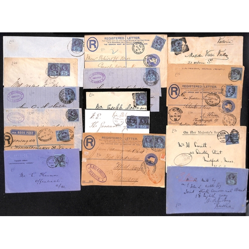 201 - QV-KGV Covers and cards including large 1904 cover to USA franked KEVII 1½d + 6d + 10d pair + 2... 