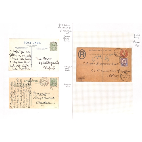 201 - QV-KGV Covers and cards including large 1904 cover to USA franked KEVII 1½d + 6d + 10d pair + 2... 