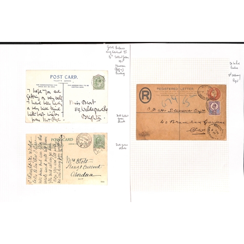 201 - QV-KGV Covers and cards including large 1904 cover to USA franked KEVII 1½d + 6d + 10d pair + 2... 