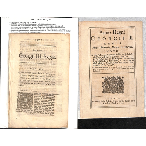 202 - Acts of Parliament. 1684-1840 Acts concerning the posts (26) and newspapers containing postal notice... 