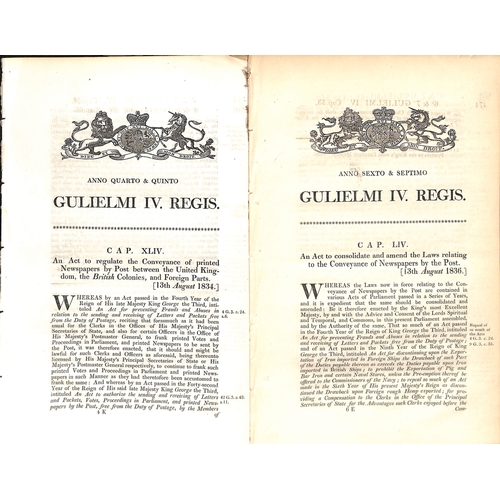 202 - Acts of Parliament. 1684-1840 Acts concerning the posts (26) and newspapers containing postal notice... 