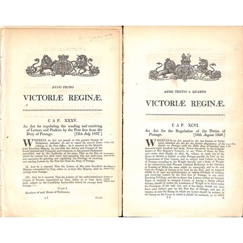 202 - Acts of Parliament. 1684-1840 Acts concerning the posts (26) and newspapers containing postal notice... 