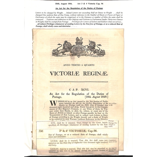 202 - Acts of Parliament. 1684-1840 Acts concerning the posts (26) and newspapers containing postal notice... 