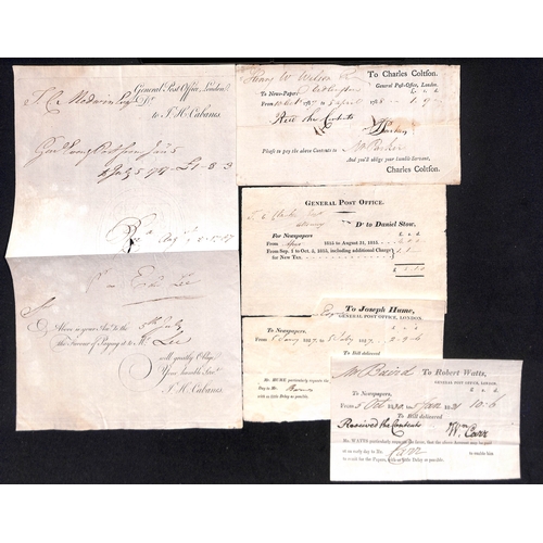 203 - Newspapers. 1787-1831 Partly printed receipts for newspapers despatched from the G.P.O London, all d... 