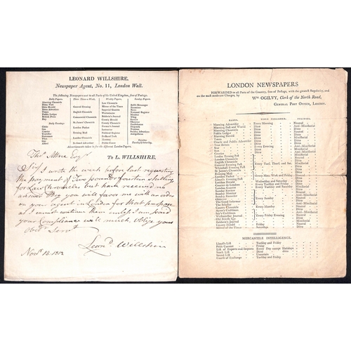 203 - Newspapers. 1787-1831 Partly printed receipts for newspapers despatched from the G.P.O London, all d... 