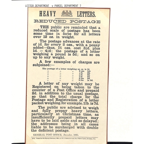 205 - Post Offices Notices. 1885-87 Notices comprising 1885 (Dec.) notice on the reduced scale of postage ... 