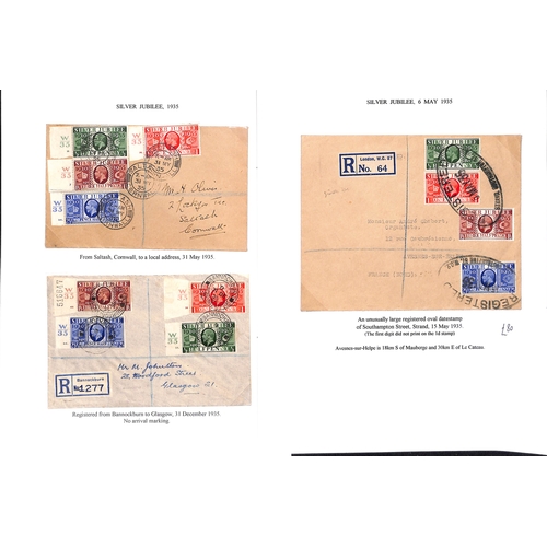 138 - 1935 Silver Jubilee stamps and postal history, collection on pages including 2/- and 3/- booklets, c... 