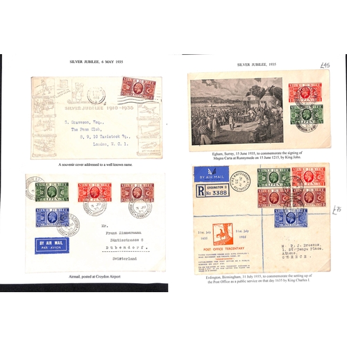 138 - 1935 Silver Jubilee stamps and postal history, collection on pages including 2/- and 3/- booklets, c... 