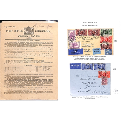 138 - 1935 Silver Jubilee stamps and postal history, collection on pages including 2/- and 3/- booklets, c... 