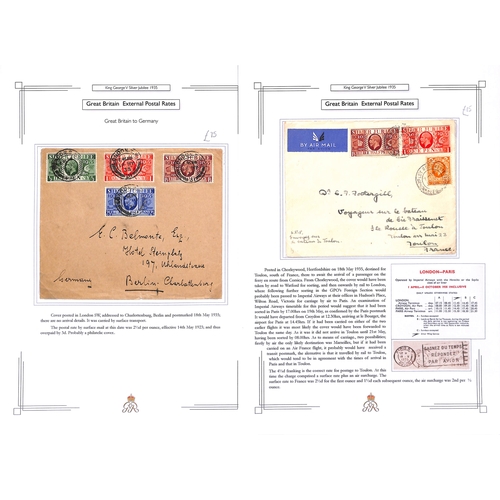 138 - 1935 Silver Jubilee stamps and postal history, collection on pages including 2/- and 3/- booklets, c... 