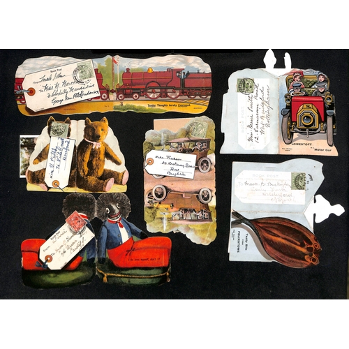 178 - Novelty Shaped Postcards. 1910-22 Cards containing fold-out views, with a stamp applied directly to ... 