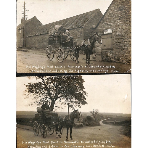 187 - Newcastle to Kirkwhelpington Mail Coach. 1905 Real Photo postcards of the mail coach which was attac... 