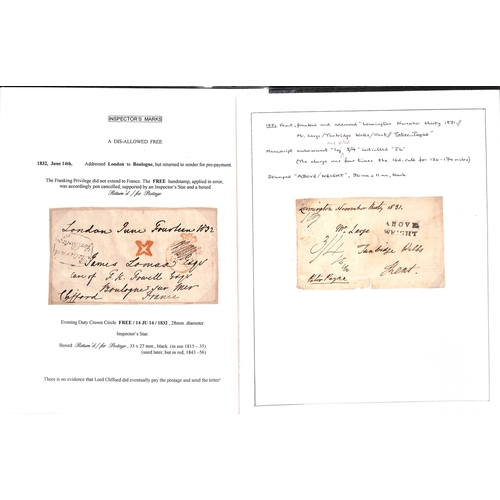 223 - Disallowed Frees. 1799-1839 Entire letters or entires (8) and fronts (3), comprising letters from Du... 