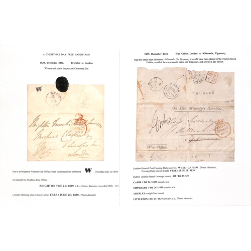 225 - Christmas Day. 1826-39 Entire letters or entires (5) and fronts (2) all with Christmas Day postmarks... 