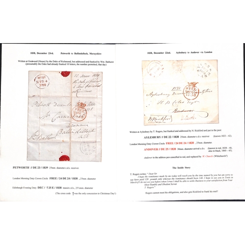 225 - Christmas Day. 1826-39 Entire letters or entires (5) and fronts (2) all with Christmas Day postmarks... 