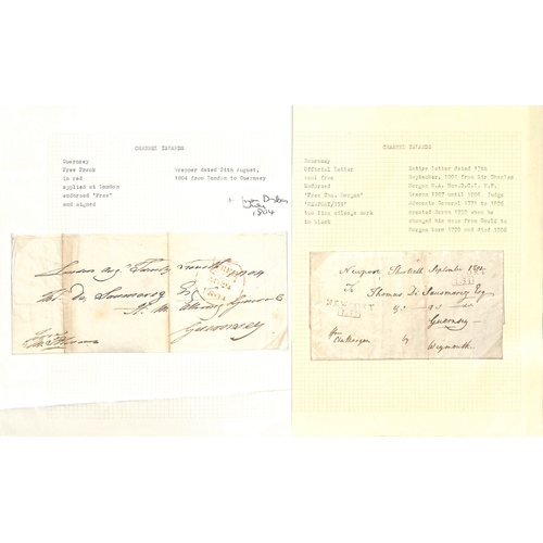 228 - Channel Islands. 1801-05 Entire letters (2) and entires from Newport or London (3) all sent free to ... 