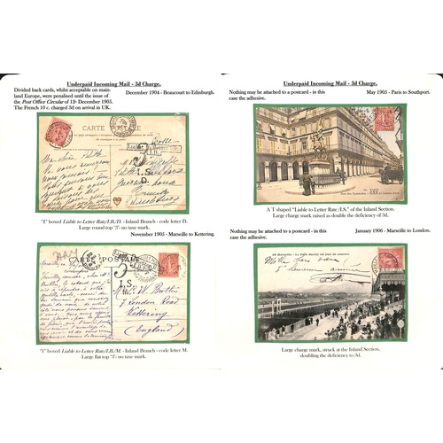 265 - 1855-1912 Underpaid covers and cards from abroad including picture postcards deemed liable to letter... 