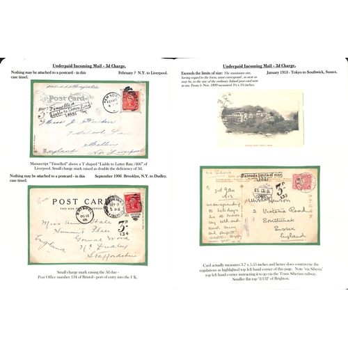 265 - 1855-1912 Underpaid covers and cards from abroad including picture postcards deemed liable to letter... 