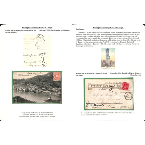 265 - 1855-1912 Underpaid covers and cards from abroad including picture postcards deemed liable to letter... 