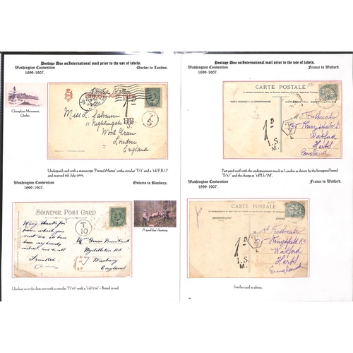 265 - 1855-1912 Underpaid covers and cards from abroad including picture postcards deemed liable to letter... 