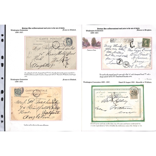 265 - 1855-1912 Underpaid covers and cards from abroad including picture postcards deemed liable to letter... 