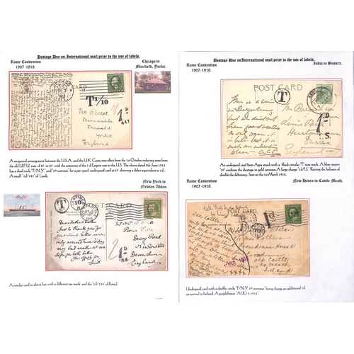 265 - 1855-1912 Underpaid covers and cards from abroad including picture postcards deemed liable to letter... 