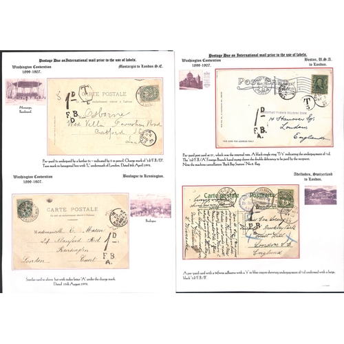 265 - 1855-1912 Underpaid covers and cards from abroad including picture postcards deemed liable to letter... 