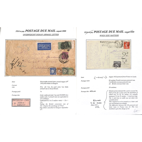 267 - 1914-70 Covers and cards all bearing postage due stamps, including 1915 registered cover posted out ... 