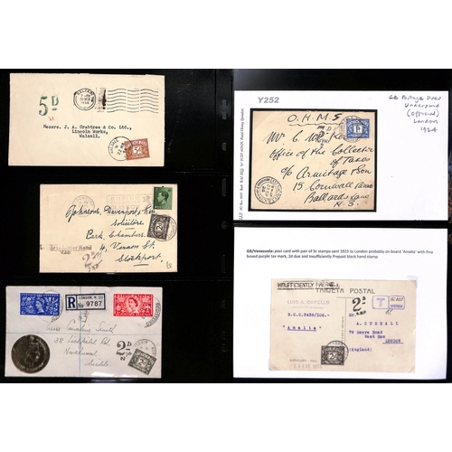 267 - 1914-70 Covers and cards all bearing postage due stamps, including 1915 registered cover posted out ... 