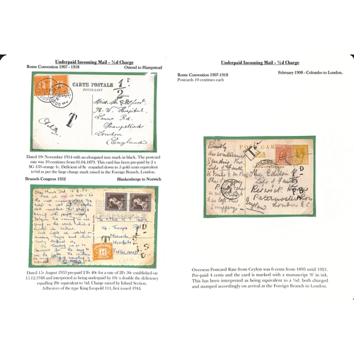 272 - ½d Charges. 1901-53 Covers and cards from abroad all charged ½d, including Canada 1c postc... 