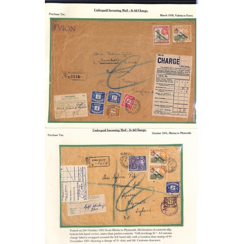 275 - Customs Charges/Accumulated Charges. 1938-92 Covers or parcel address panels with customs duty or pu... 