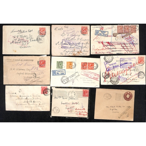 287 - 1901-38 Covers and cards all returned to the sender, various cachets including boxed dated 